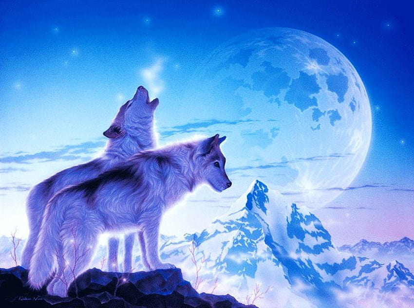 Download wallpapers blue wolf, art, painted wolf, predator, forest, neon  wolf for desktop with resolution 1920x1200. High Quality HD pictures  wallpapers