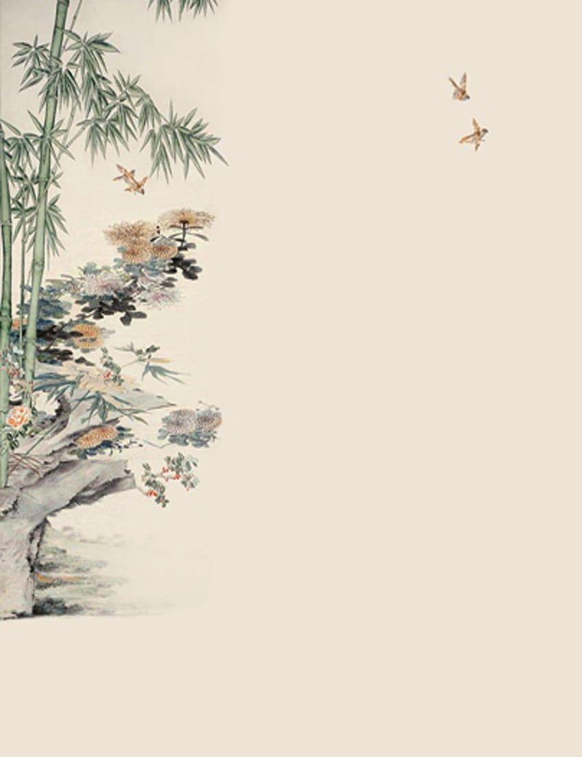 Arrière-plans de bébé Allenjoy Pierre de bambou de style de peinture à l'encre de Chine, arrière-plan chinois Fond d'écran de téléphone HD