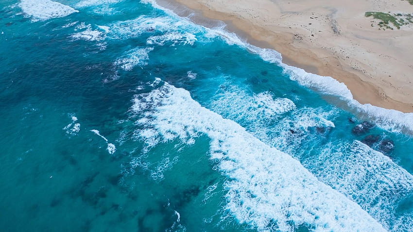 1280x720 Ocean, Waves, Foam, Beach, Sand, Aerial, ocean waves aerial view HD wallpaper