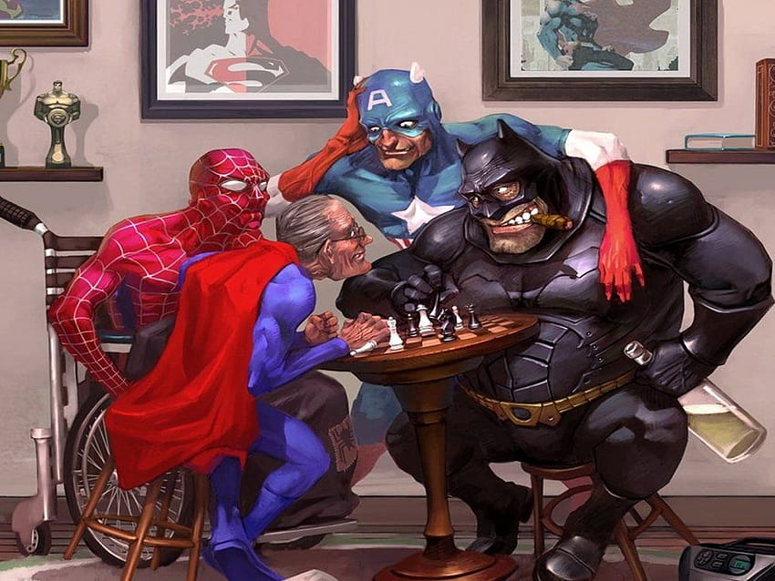 meanwhile at the Superhero Retirement home, funny superhero HD wallpaper