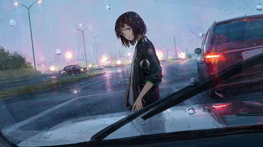 Girl In Rain, Girls, Backgrounds, sedih anime hujan Wallpaper HD
