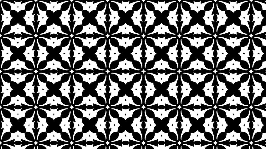 Черно-бял флорален безшевен геометричен шаблон, шаблон с геометрични фигури HD тапет