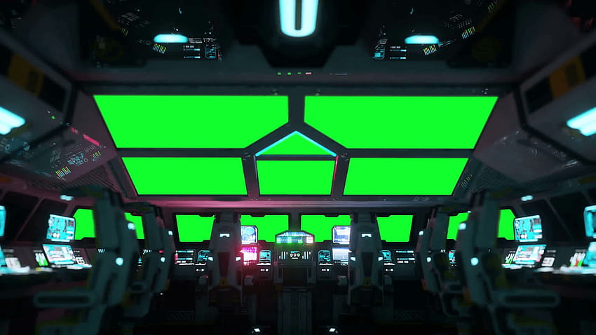 interior futurista da nave espacial. Vista da cabine. de tela verde, interior do ônibus espacial papel de parede HD
