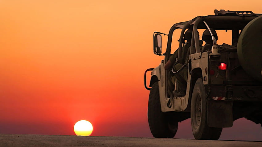 sunset, military, Humvee ::, army jeep HD wallpaper
