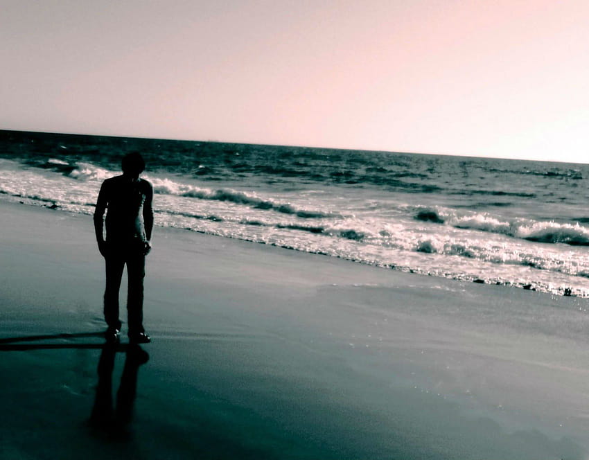 Самотно настроение тъжен сам тъга емоция хора самота Самота, сам мъж плаж HD тапет