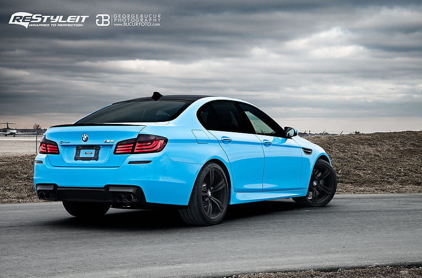 Olympic Blue BMW M5, car wrap HD wallpaper