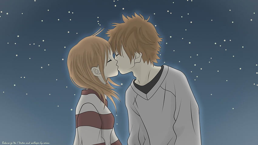 Shoujo Manga Render male anime character kissing woman on cheeks png   PNGEgg