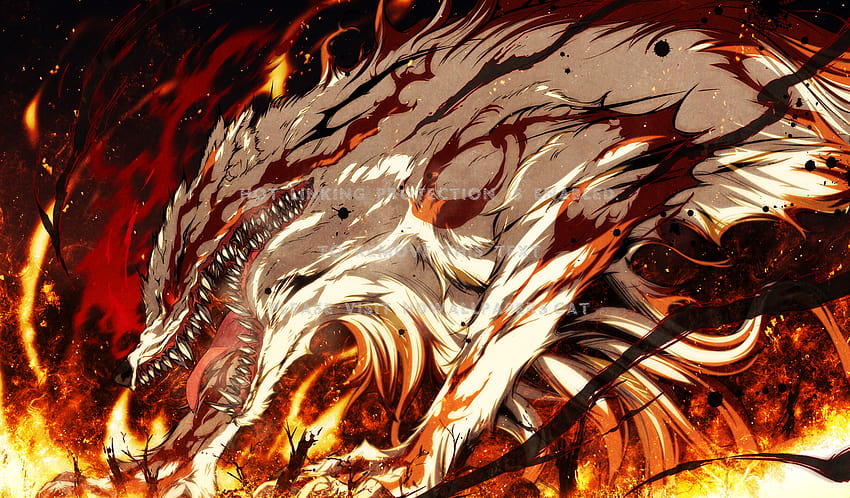 Demon hound fire dog anime HD wallpaper  Pxfuel
