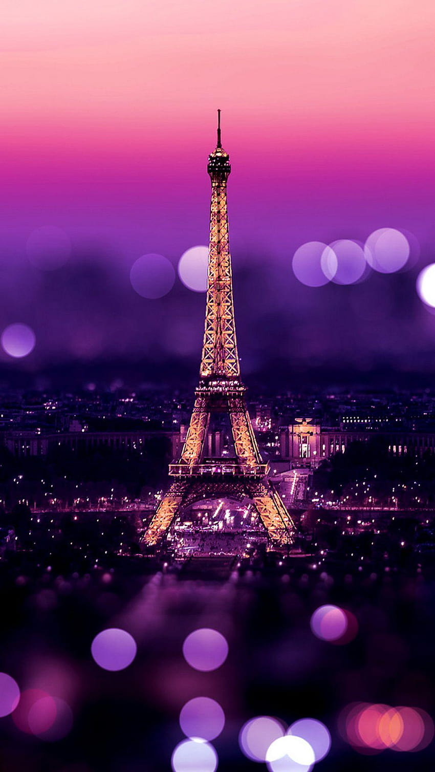 Tour Eiffel, Paryż kolor fioletowy Tapeta na telefon HD