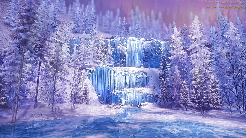 Замръзнал водопад, зимен водопад HD тапет