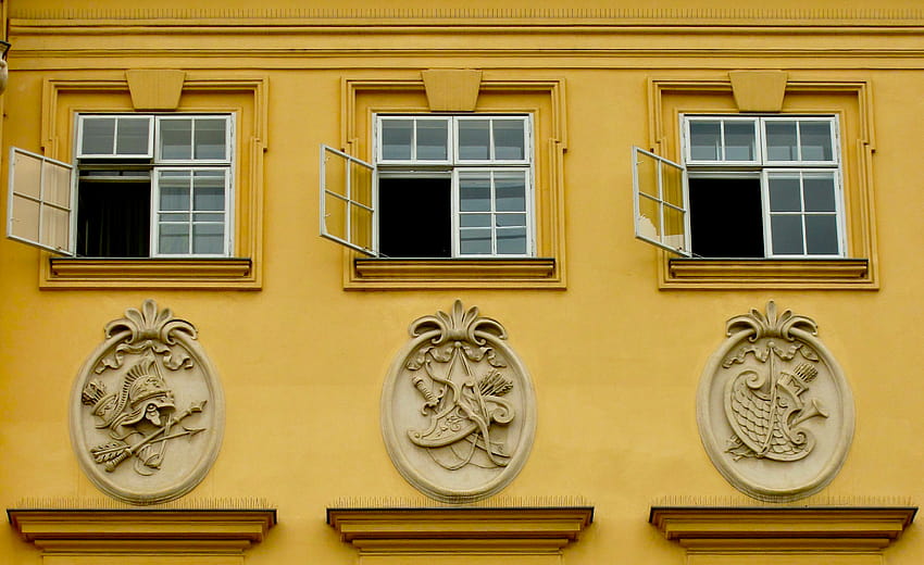 : Vienna, wien, windows, 3, ART, yellow, trois, architecture, jaune, Canon, Austria, three, Europe, vienne, autriche, fenetres, G15 2948x1803 HD 월페이퍼