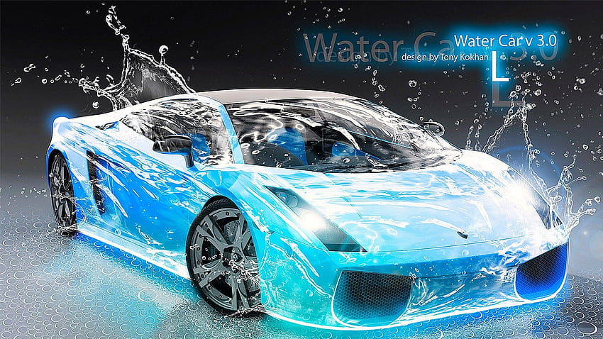 Carros incríveis com efeito de água de lúpulo, azul lamborghini papel de parede HD
