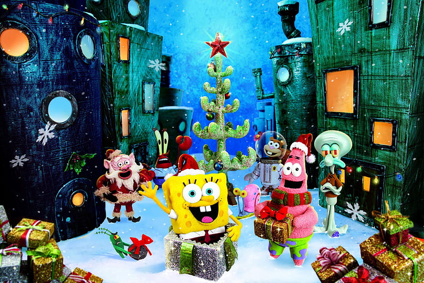 Spongebob Christmas, spongebob xmas HD wallpaper