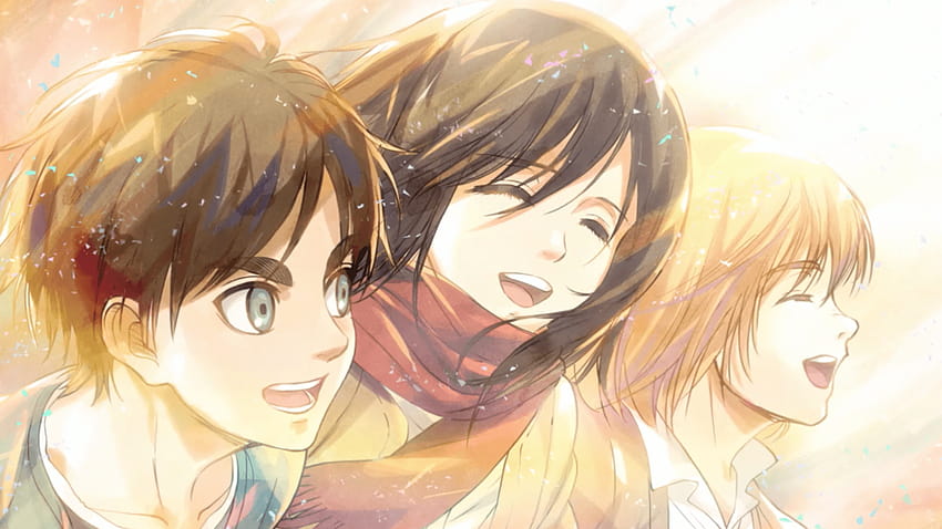 Anime Angriff auf Titan Mikasa Ackerman Eren Yeager Armin, Eren Yeager und Mikasa Ackerman HD-Hintergrundbild