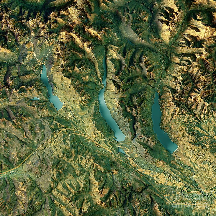 Topografische 3D-Renderkarte von Kachess Lake ...fineartamerica · Auf Lager, Lake Kachess Washington HD-Handy-Hintergrundbild