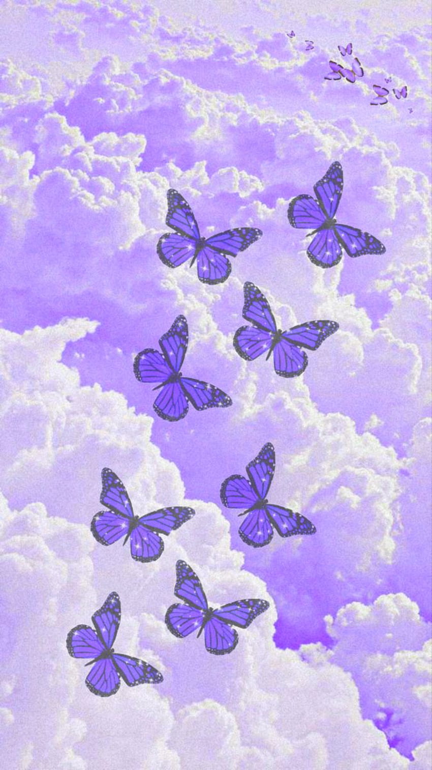 Aesthetic Sparkles Purple Butterflies 게시자: Michelle Johnson, 반짝이는 나비 HD 전화 배경 화면