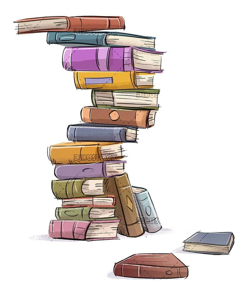 Viele Bücher stapelten sich isoliert, Zeichenbuch HD-Handy-Hintergrundbild