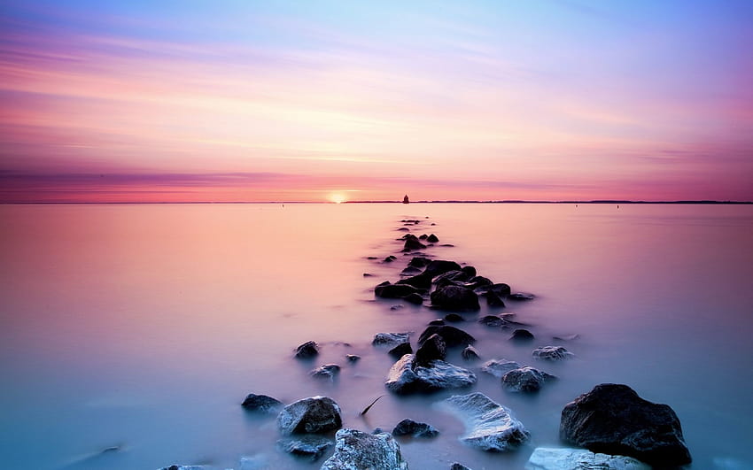 2560x1600 Pink Sky Ocean Black Rocks PC and Mac [2560x1600] for your , Mobile & Tablet, pink ocean HD wallpaper