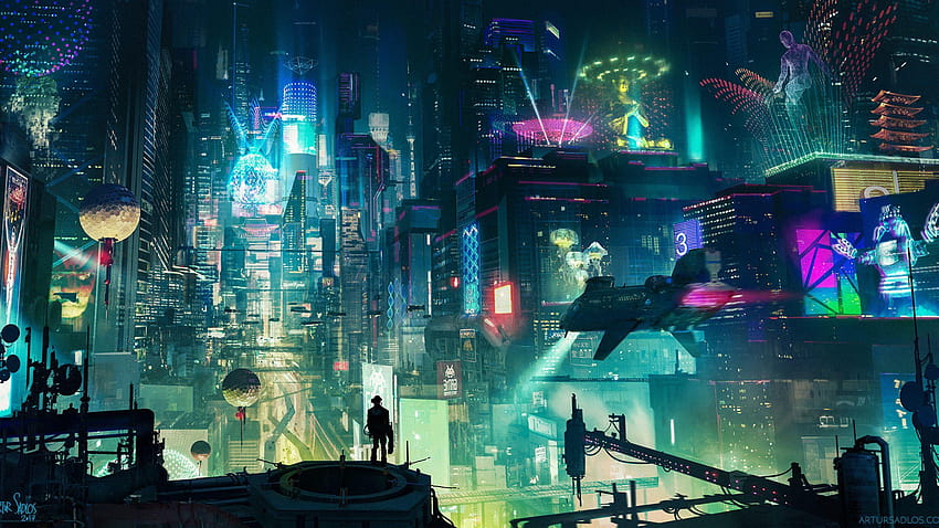 Resolución 2560x1440 Cyberpunk City 1440P fondo de pantalla