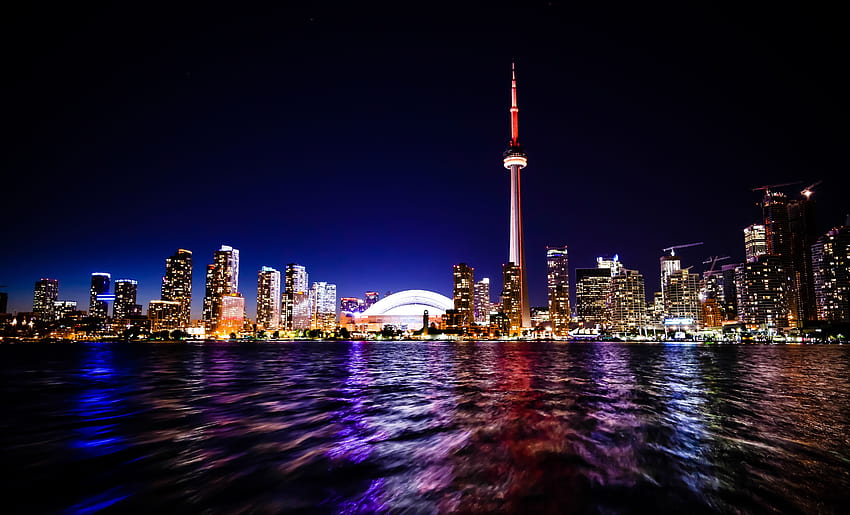 toronto skyline at sunset HD wallpaper