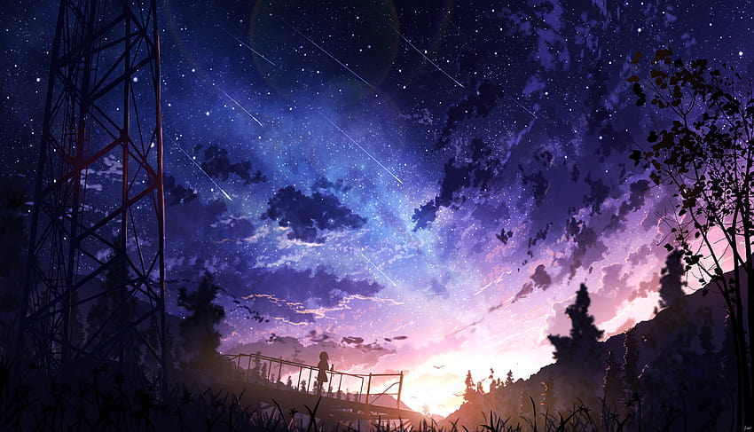 Sunrise Ultra, аниме с лилава сцена HD тапет
