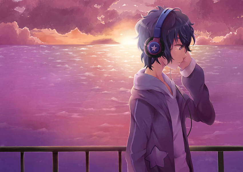 Anime Boy with Headphones, anime boy with headset HD wallpaper