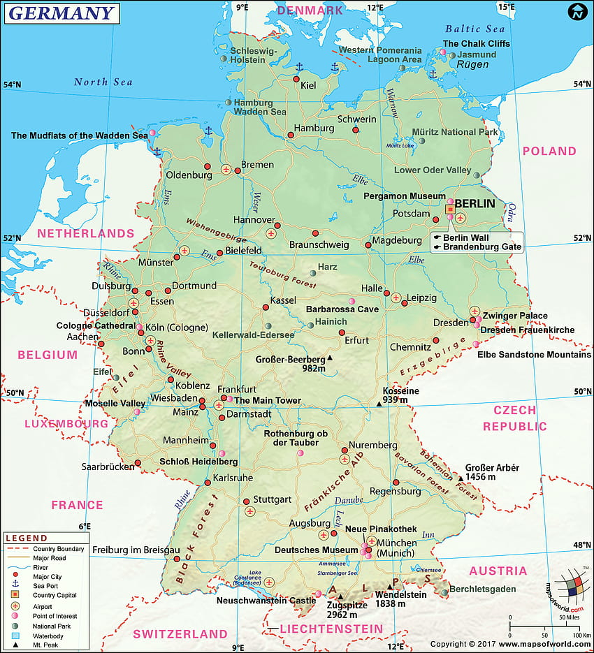 Grande mapa da Alemanha, mapa Papel de parede de celular HD
