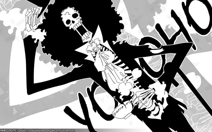 : illustration, Anime, dessin animé, One Piece, Brook, ART, esquisser, noir et blanc, Monochrome graphy, Police de caractère 1920x1200, Brook minimaliste Fond d'écran HD