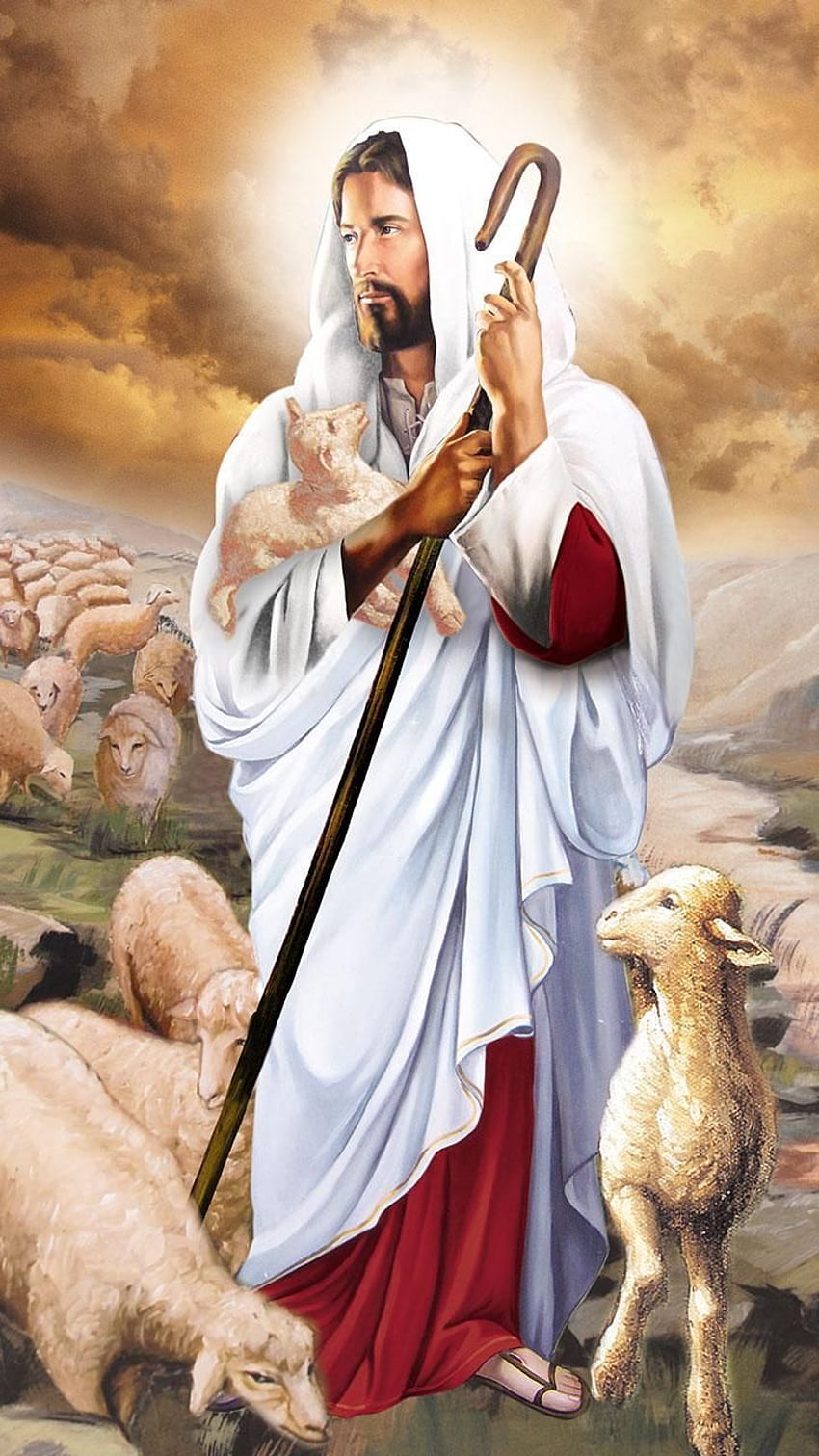 Dobry Pasterz autorstwa HRH_Sameh teraz. Przeglądaj miliony popularnych ch i rington…, Jezusa z owcami Tapeta na telefon HD