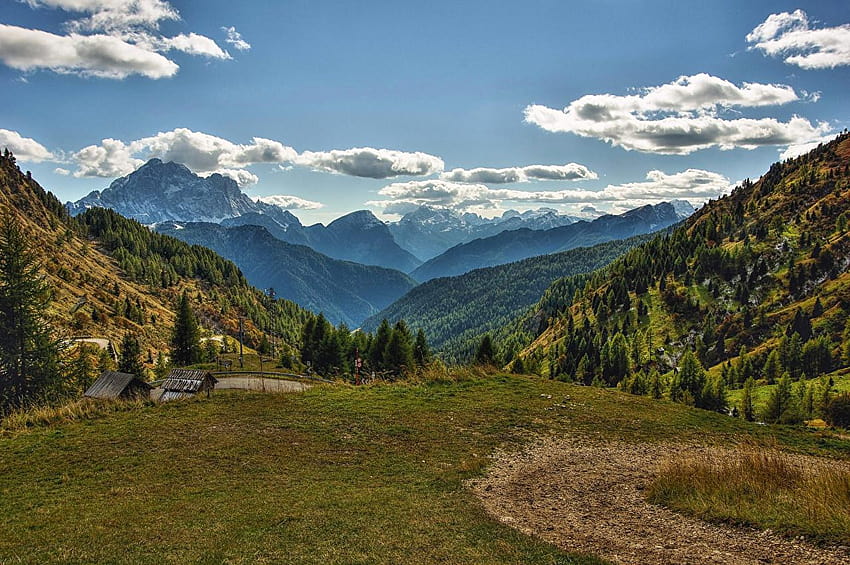 Italia Veneto Natura Spruce mountain Sky, paesaggio di montagna italia Sfondo HD