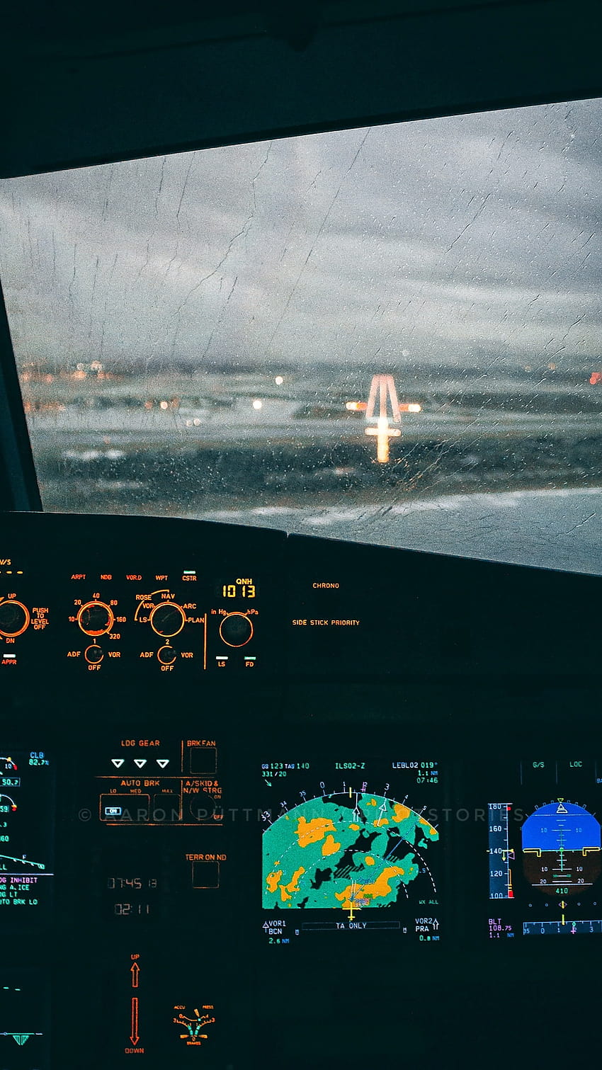 Smartphone eines Airbus A320-Cockpits in A HD-Handy-Hintergrundbild