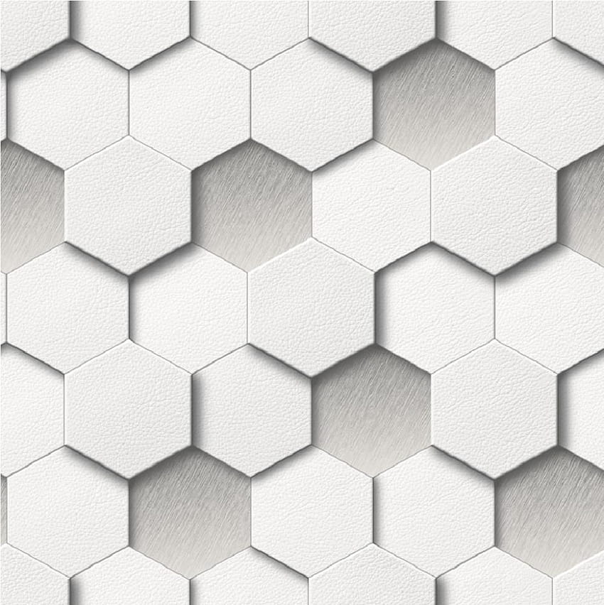 Details about NEW LUXURY MURIVA HEXAGON 3D EFFECT GEOMETRIC, white hexagons HD phone wallpaper
