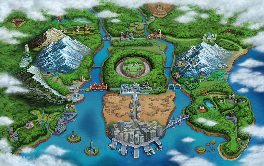 Unova Region Full Map by JcFerggy [5576x3515] for your , Mobile & Tablet, pokemon map HD wallpaper
