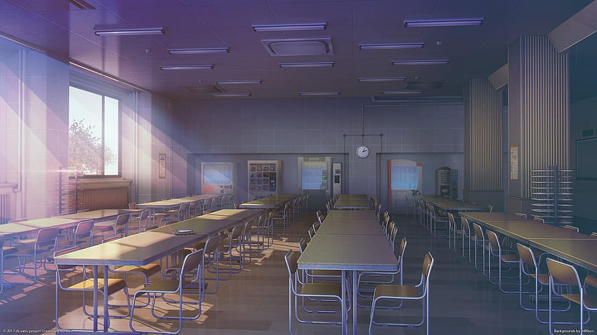 Anime School Cafeteria Building, refeitório da escola de anime papel de parede HD