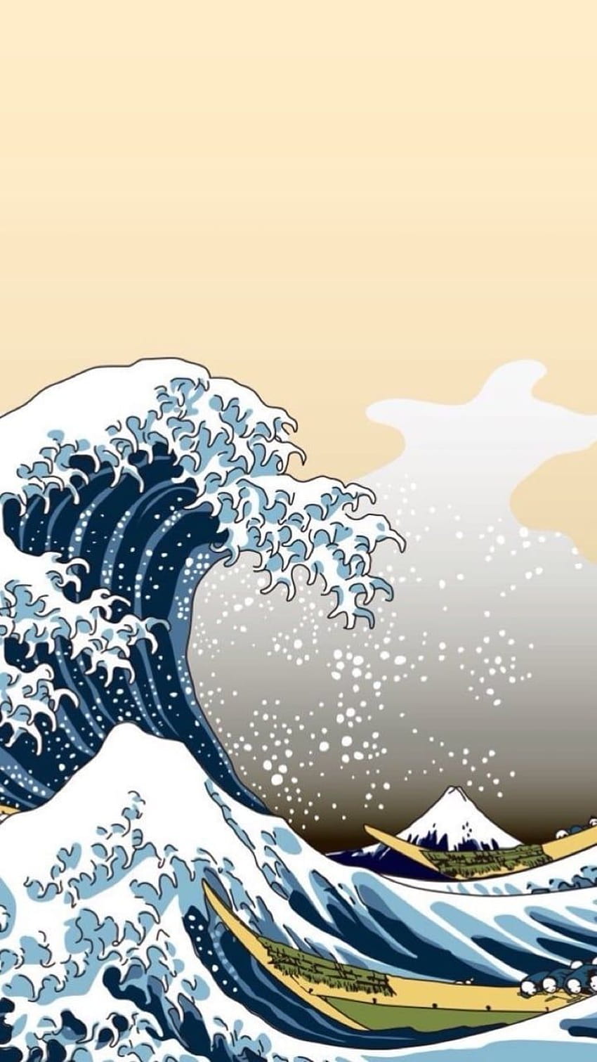 Kanagawa Wave , Arrière-plans, la grande vague au large de Kanagawa Fond d'écran de téléphone HD