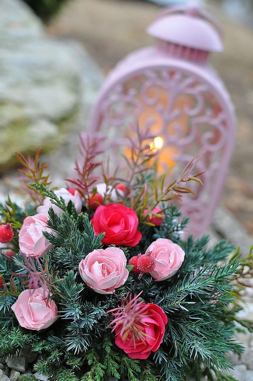 : Candle, Memory, Roses, Heart, Cemetery, rose and christmas red candles HD phone wallpaper