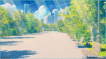 prompthunt anime background of a park award  winning digital art