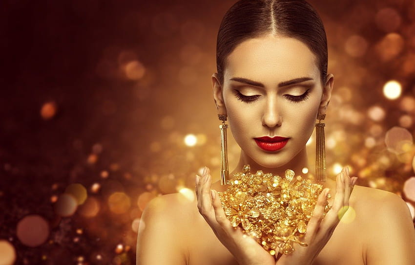 Gold Jewellery, jewellery model HD wallpaper