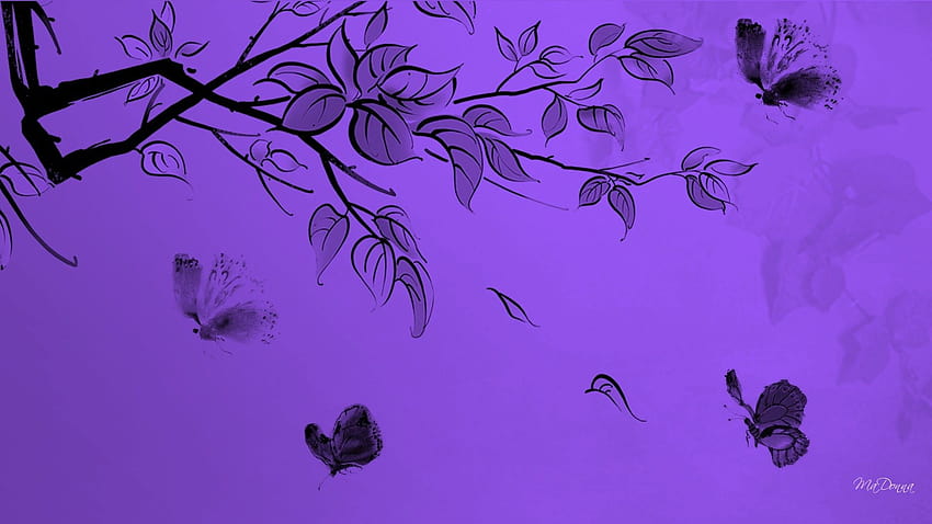 Fioletowy motyl wysłany przez Ryana Walkera, estetyczny fioletowy motyl Tapeta HD