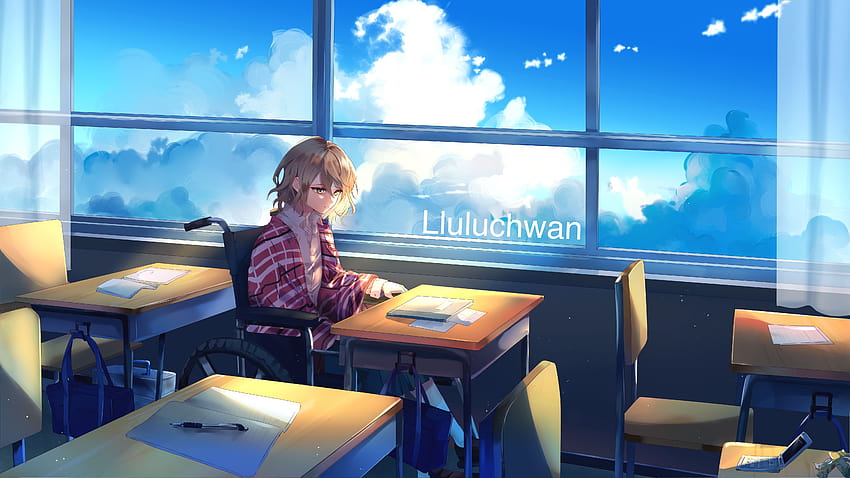 Anime Manga Mädchen allein im Klassenzimmer, Anime, Anime-Raum HD-Hintergrundbild