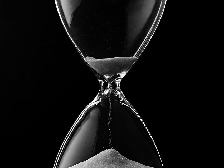 hourglass sand black glass time, hourglass black HD wallpaper