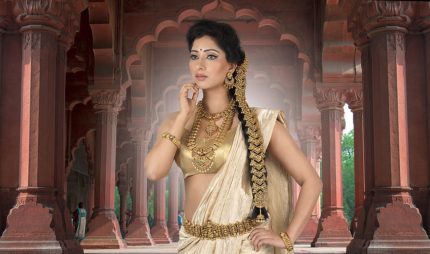 Kepang Rambut Hitam Kedalaman Bidang Anting Gadis Perhiasan India Model Kalung Wanita, model perhiasan Wallpaper HD