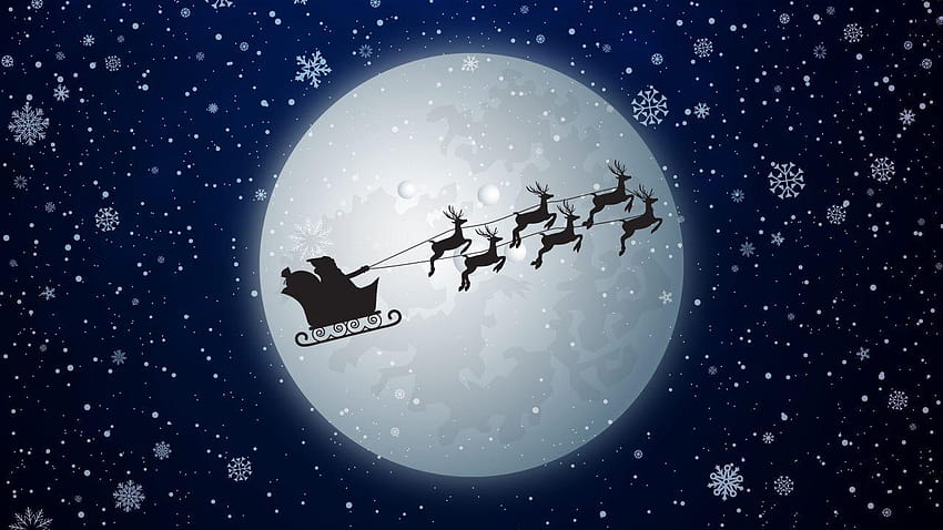 Santa Claus, Reindeer Chariot, Moon, Snowfall, christmas sled HD ...