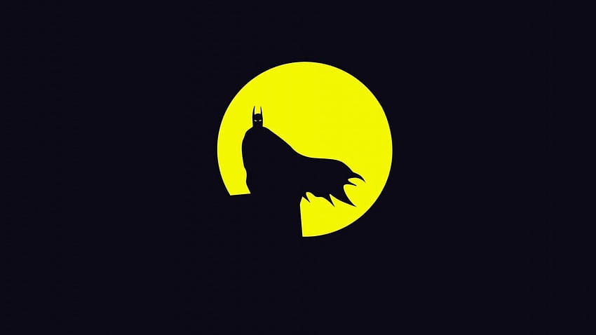 night, the moon, Batman, section minimalism in, yellow batman sign HD wallpaper