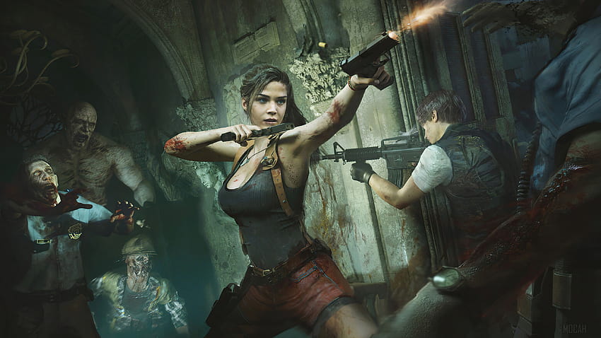 342341 Claire Redfield, Gun, Zombie, Resident Evil 2, RE2, Remake, Video Game, RE2, Remake, Video Game, re8 HD wallpaper
