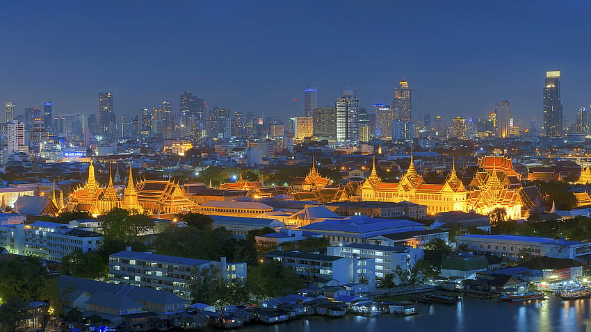 Grand Palais à Bangkok Thaïlande Nuit Paysage graphie Ultra Pour Ordinateurs Portable Tablette Et Téléphones Mobiles : 13 Fond d'écran HD