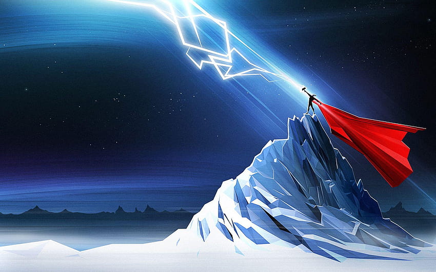 Thor Minimalism, Superheroes, Backgrounds, thor ragnarok lightning HD wallpaper