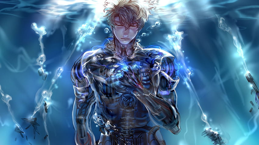 Wallpaper anime, art, guys, cyborg, Saitama, One Punch Man, Genos for  mobile and desktop, section прочее, resolution 3816x2480 - download