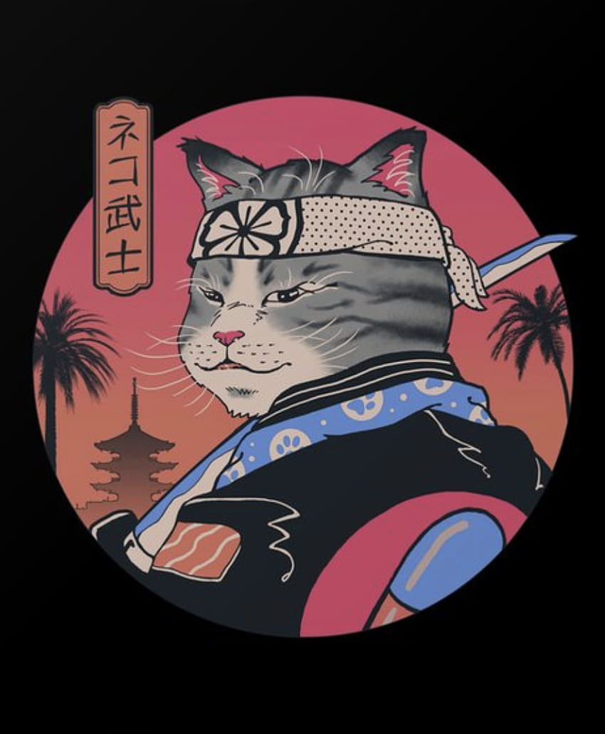 サムライキャット、日本の猫の妖怪 HD電話の壁紙