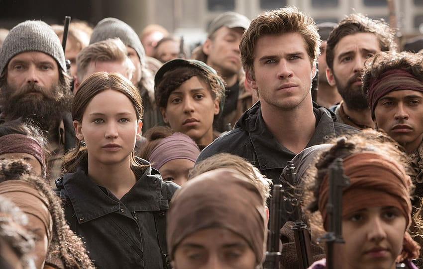 Jennifer Lawrence, Katniss Everdeen, Liam Hemsworth, The, hunger games soldiers HD wallpaper